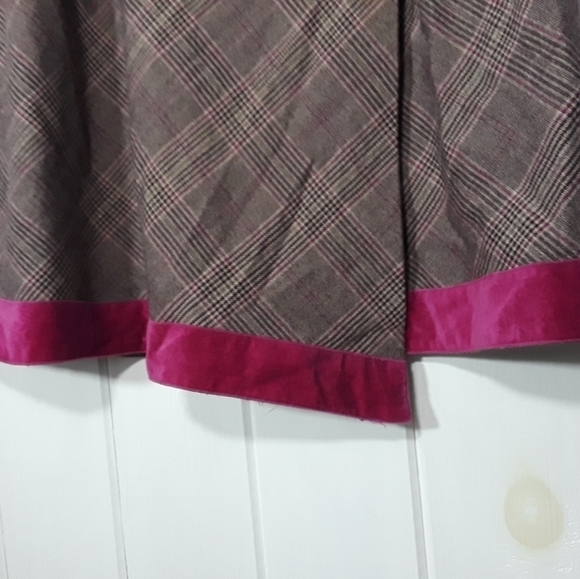 Oscar de la Renta Plaid Faux Wrap A line Skirt Size 12 - Picture 5 of 11